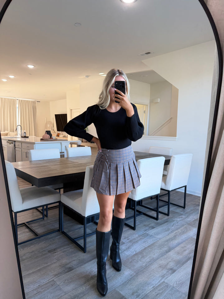 Maria Plaid Pleated Mini Skort Side Tie