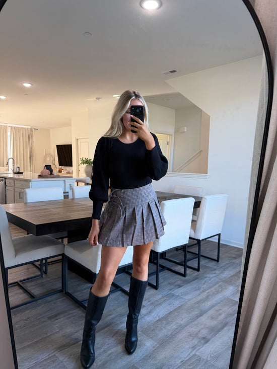 Maria Plaid Pleated Mini Skort Side Tie