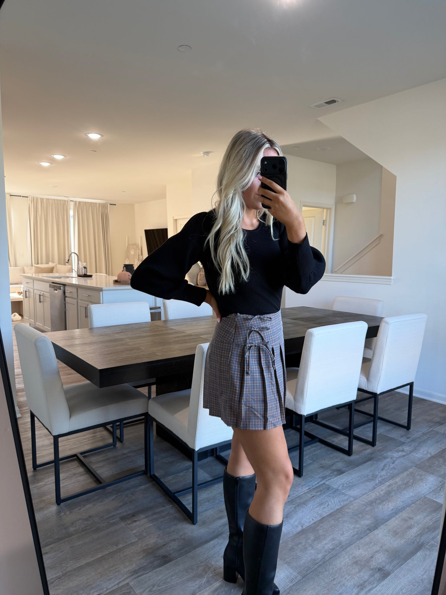 Maria Plaid Pleated Mini Skort Side Tie