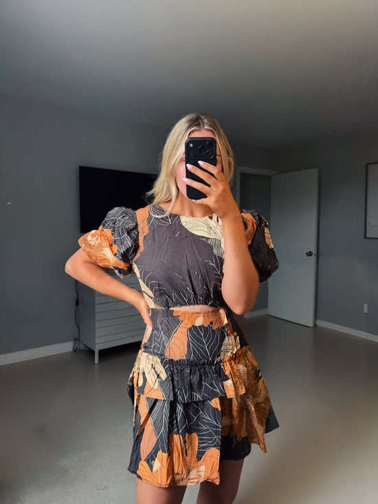 Eileen Floral Cutout Mini Dress - Black