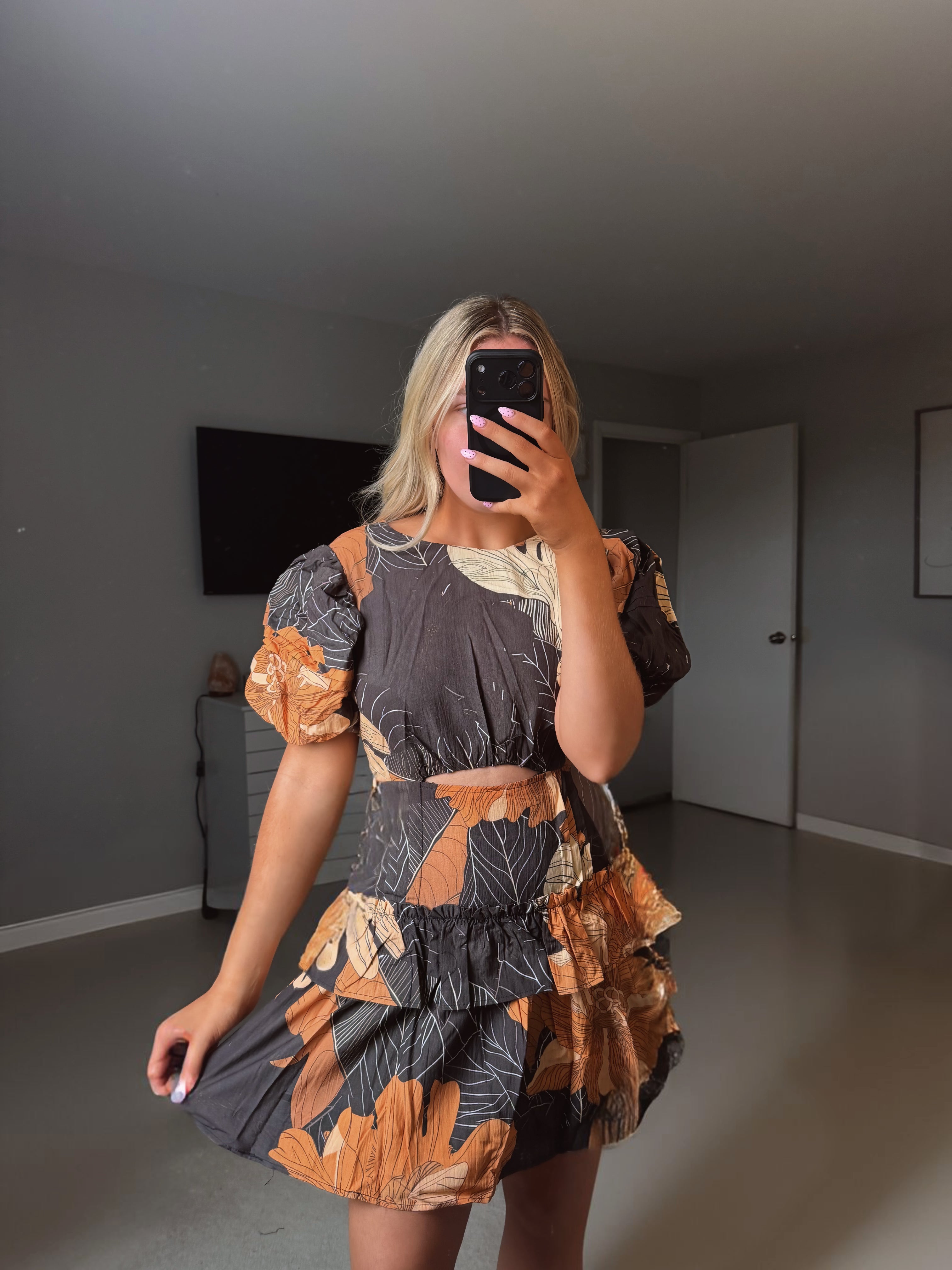 Eileen Floral Cutout Mini Dress - Black