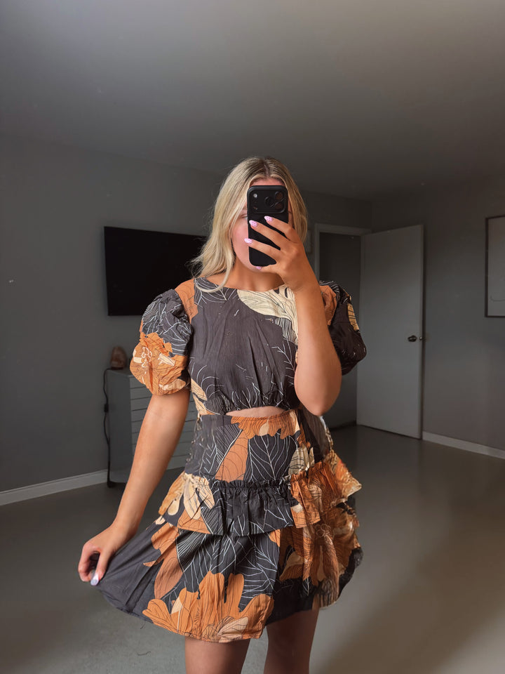 Eileen Floral Cutout Mini Dress - Black