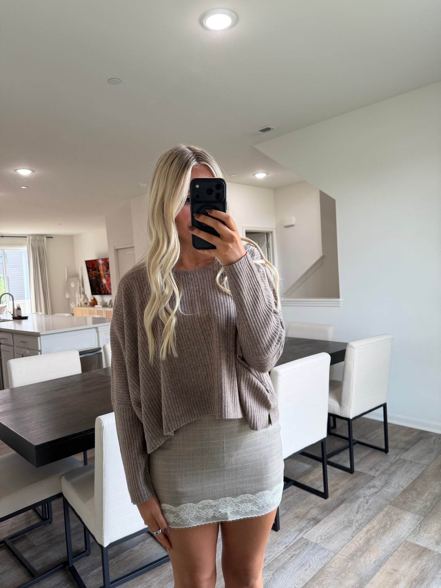 Lennox Ribbed Pullover Top Sweater - Dark Mocha