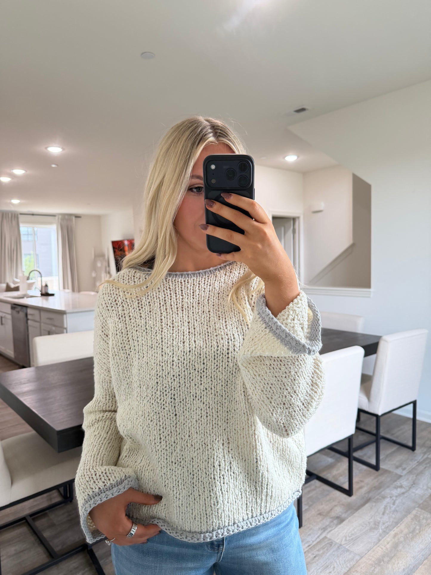 Maeve Knit Sweater - Light Grey