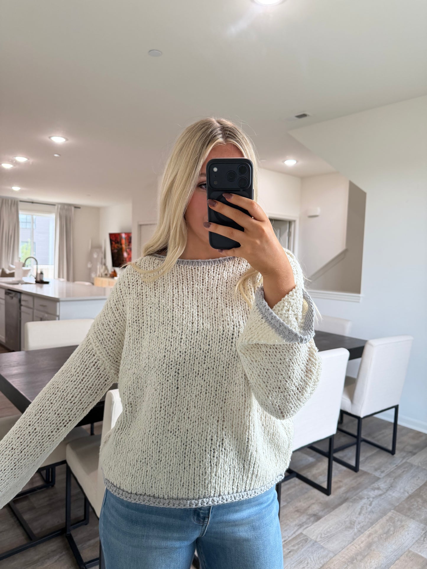 Maeve Knit Sweater - Light Grey