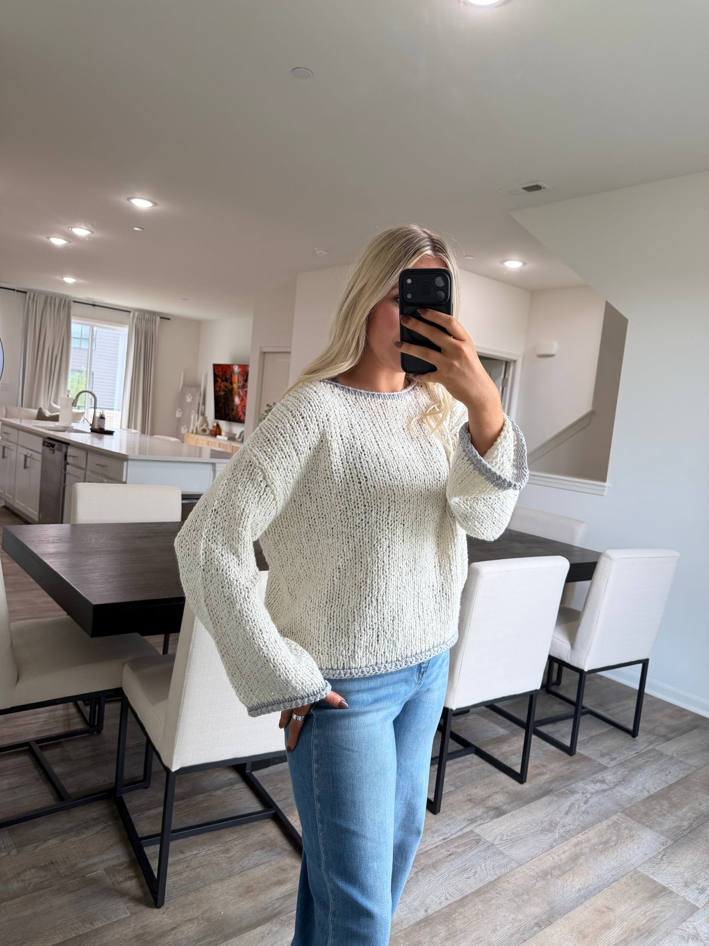 Maeve Knit Sweater - Light Grey