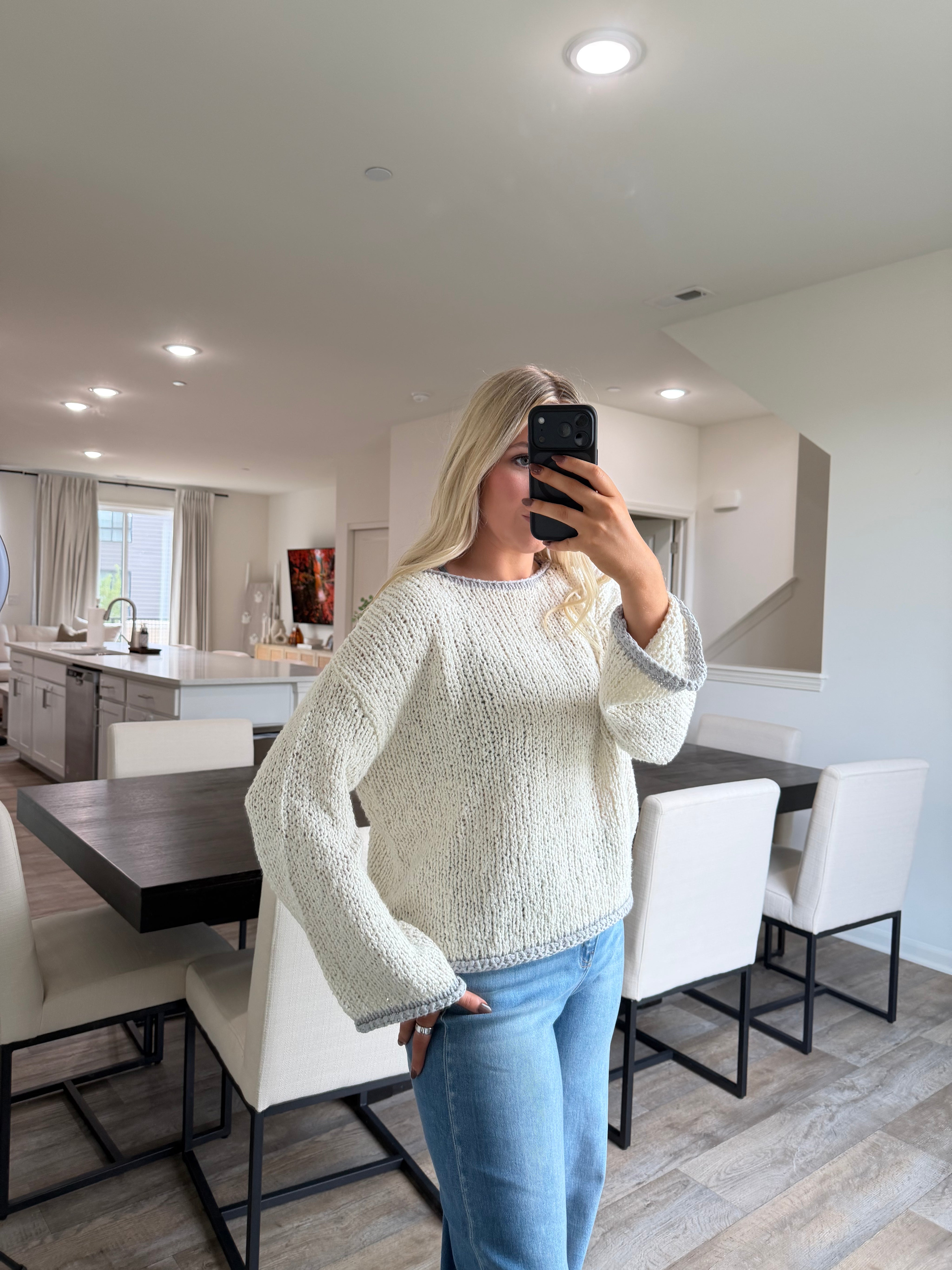 Maeve Knit Sweater - Light Grey