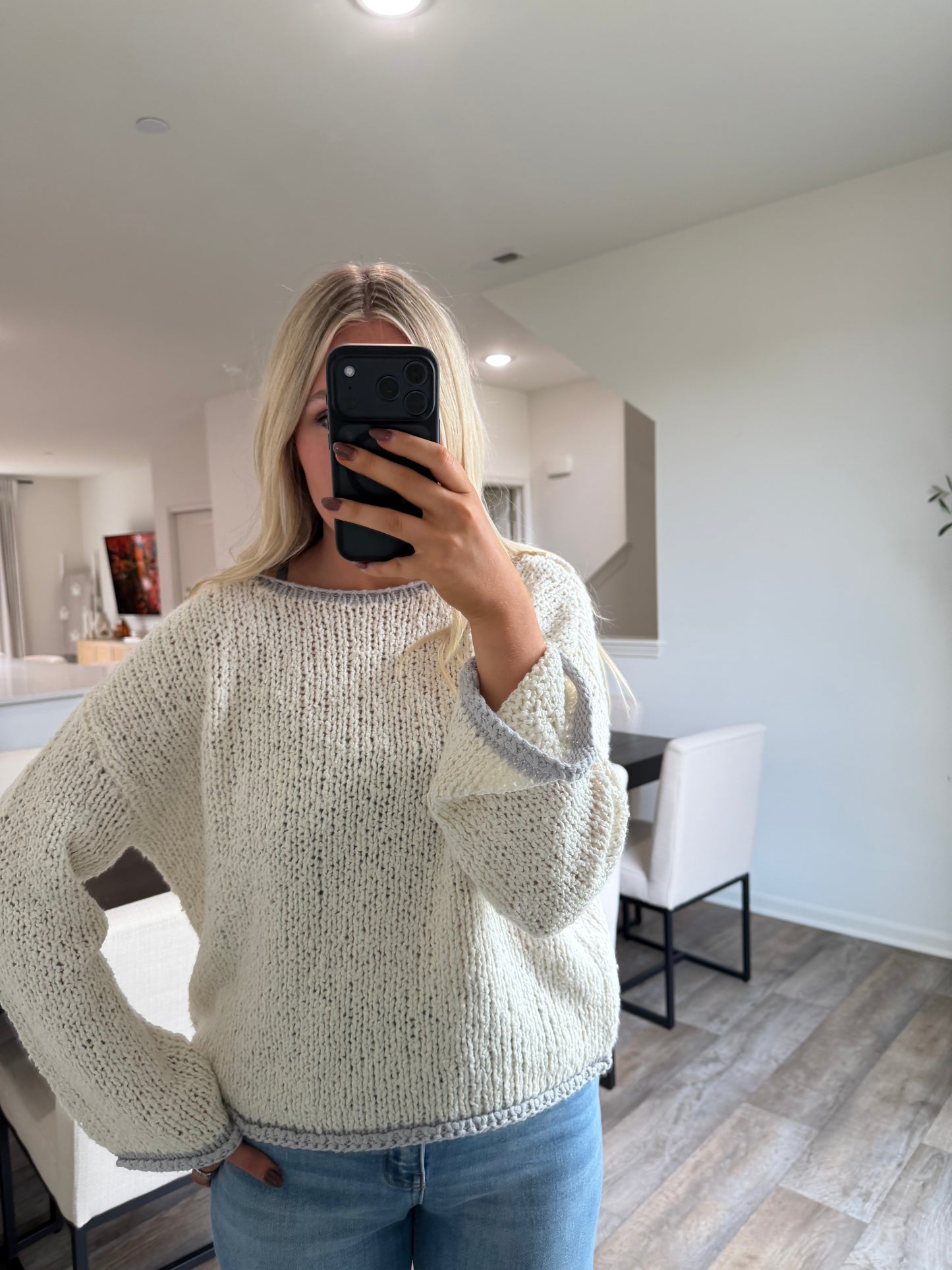 Maeve Knit Sweater - Light Grey