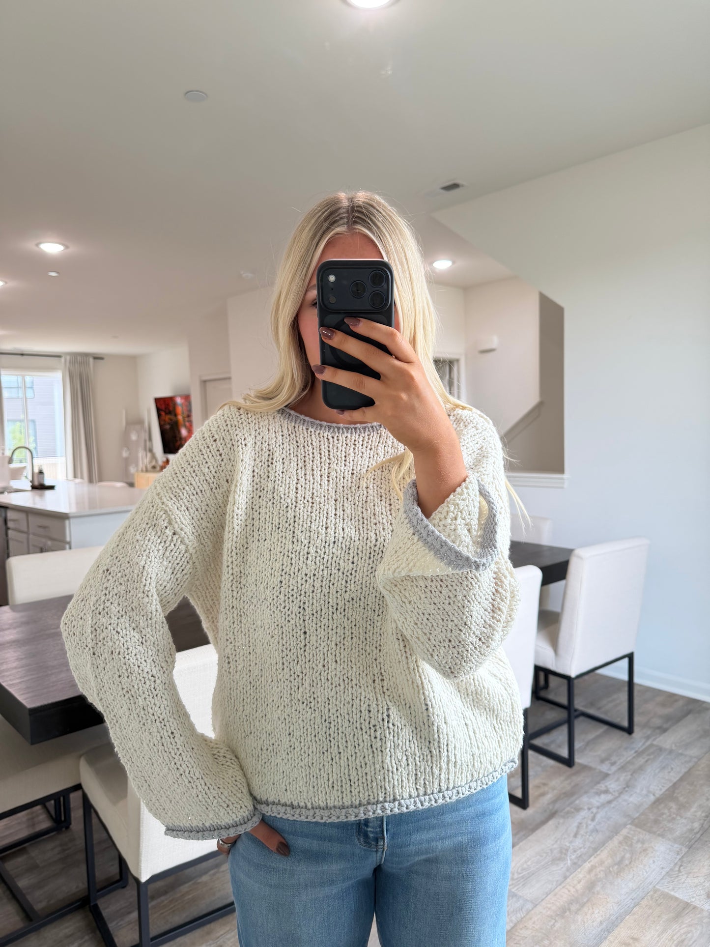 Maeve Knit Sweater - Light Grey