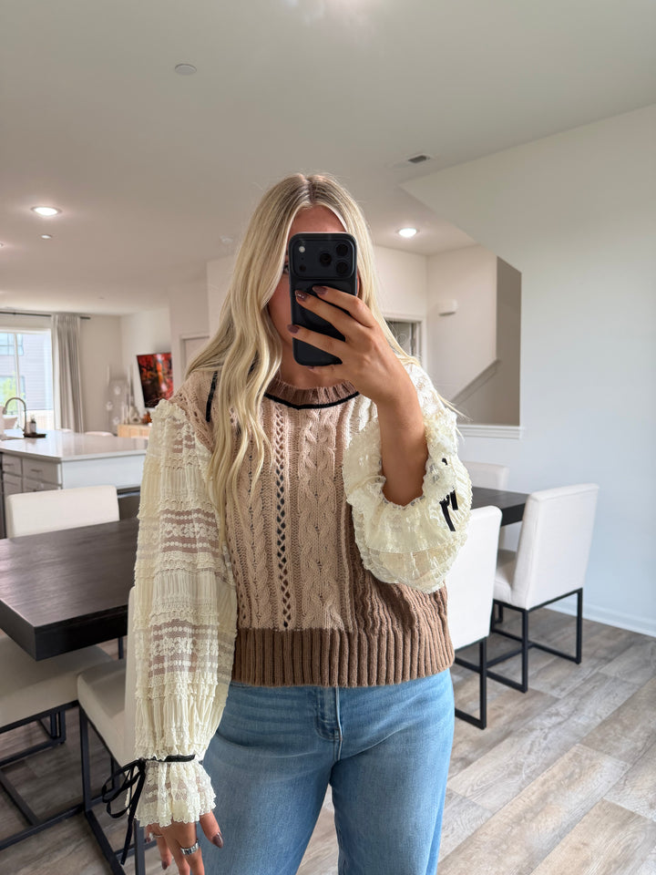 Rita Bow Detailed Sweater - Ivory/Brown