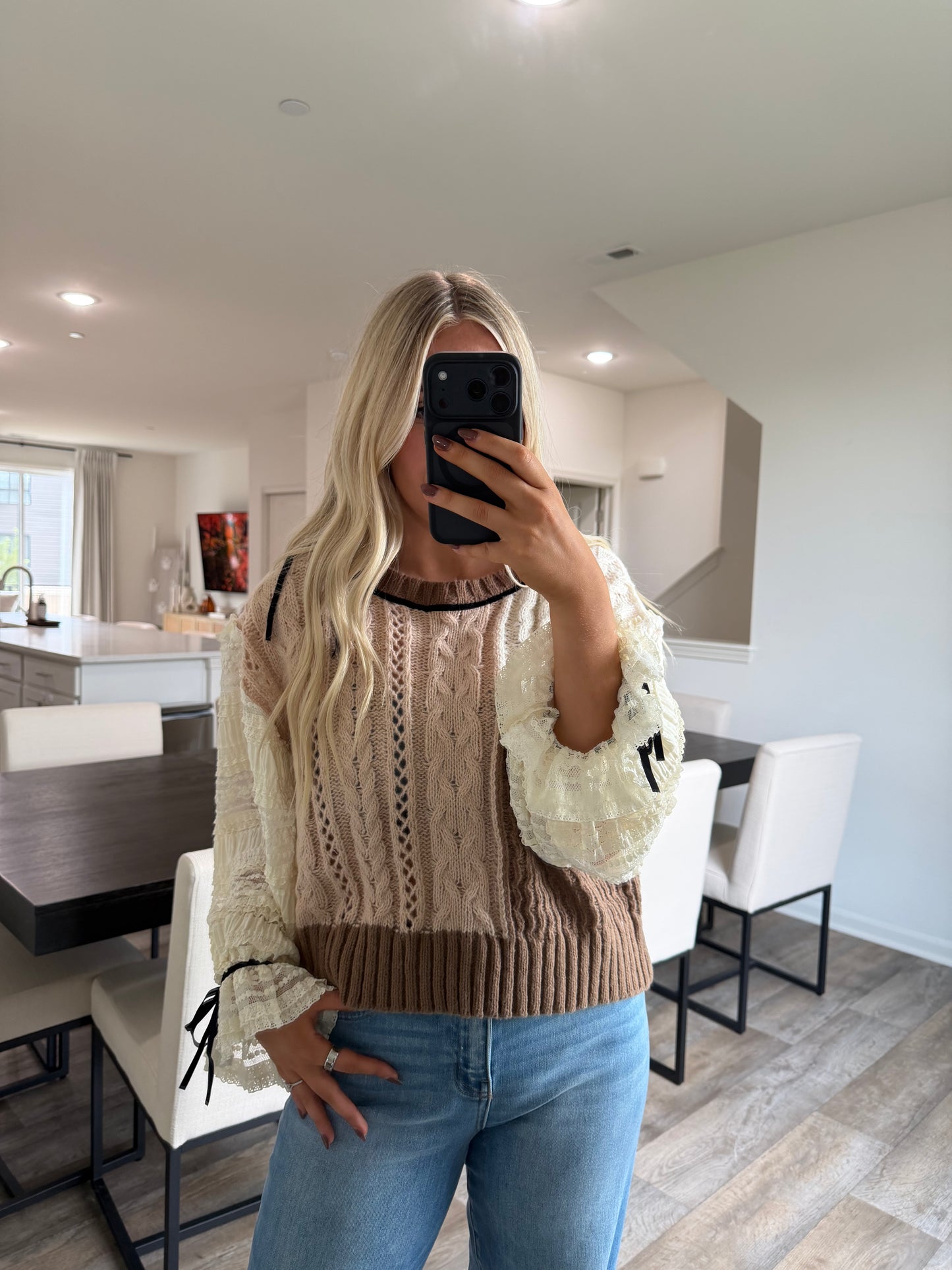 Rita Bow Detailed Sweater - Ivory/Brown