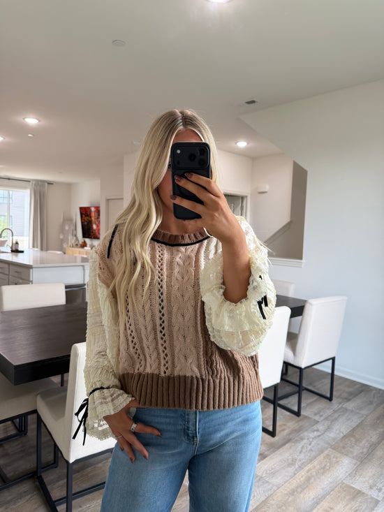 Rita Bow Detailed Sweater - Ivory/Brown