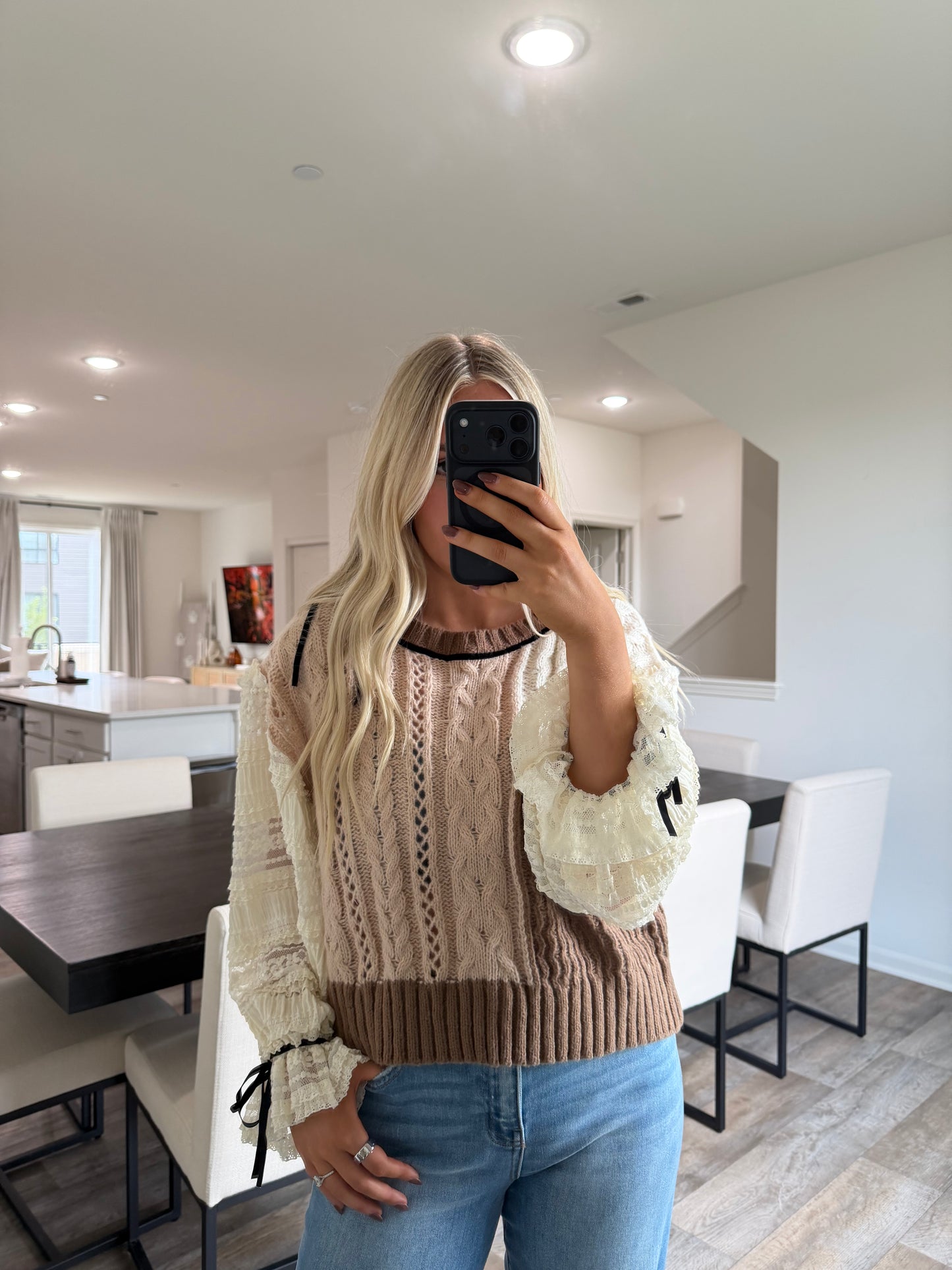 Rita Bow Detailed Sweater - Ivory/Brown
