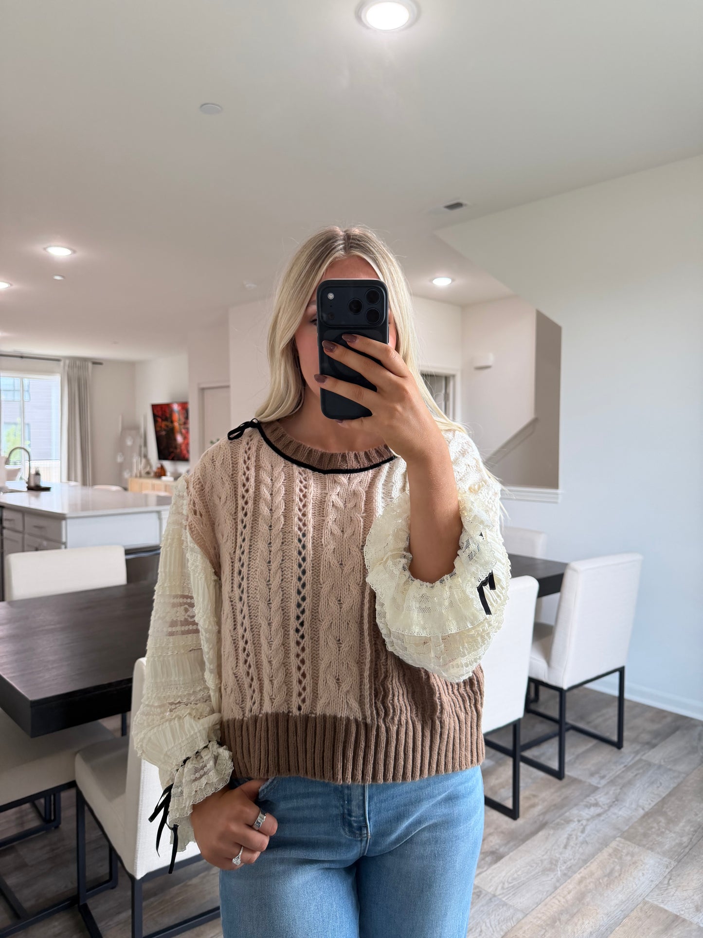 Rita Bow Detailed Sweater - Ivory/Brown