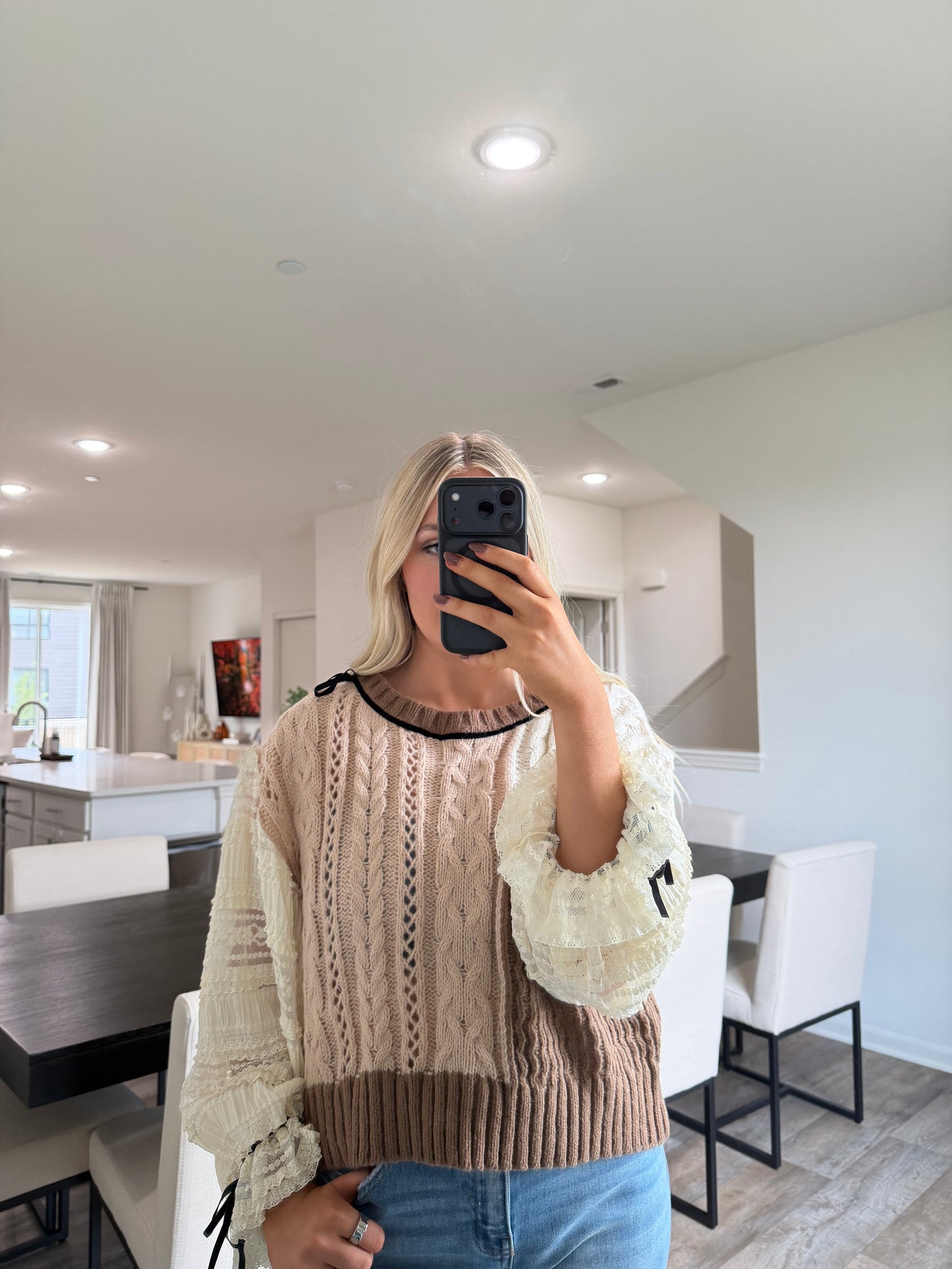Rita Bow Detailed Sweater - Ivory/Brown