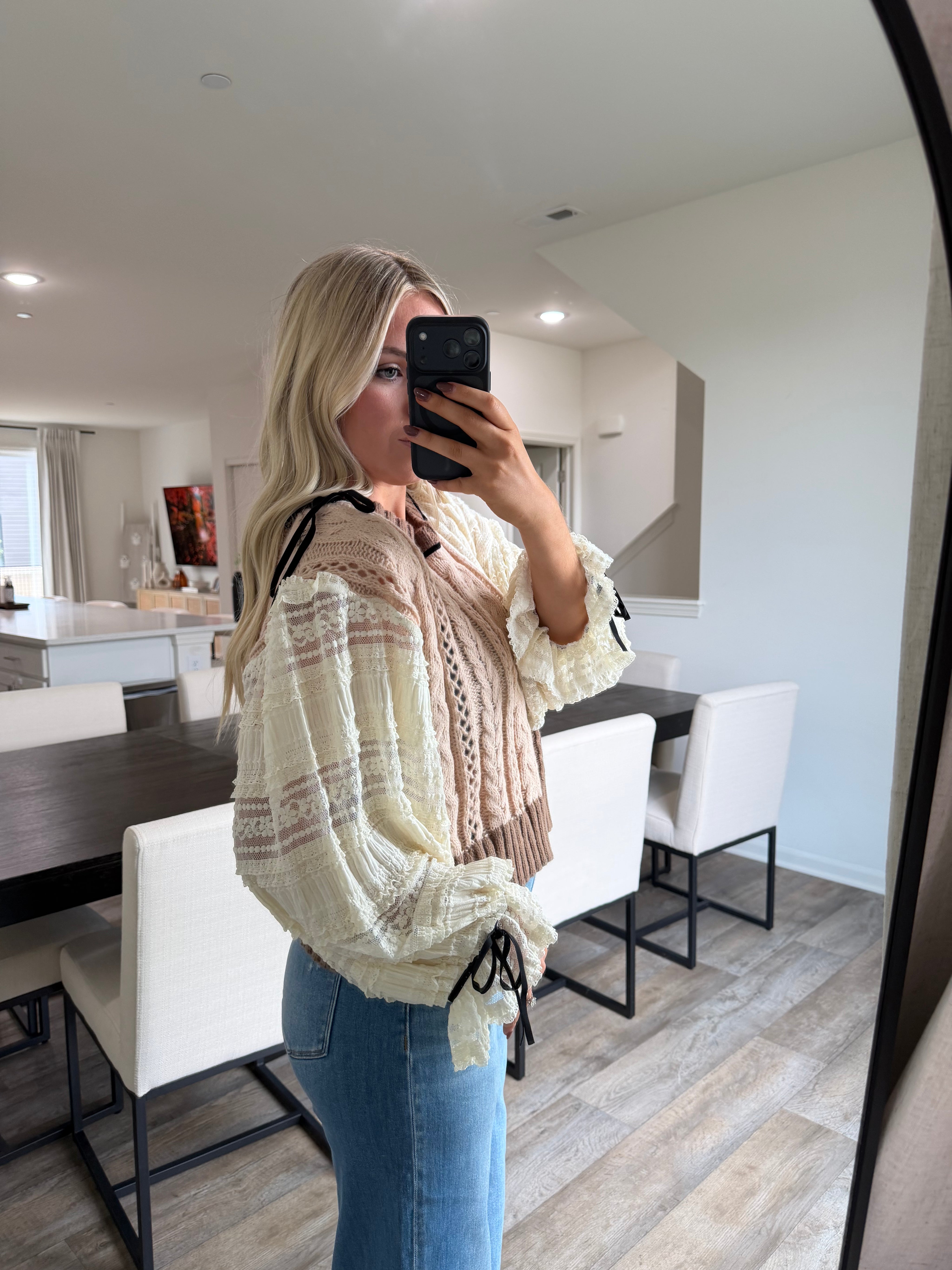 Rita Bow Detailed Sweater - Ivory/Brown