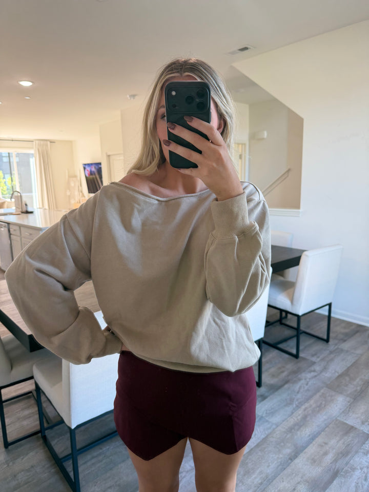 Lily One Shoulder Sweater - Taupe