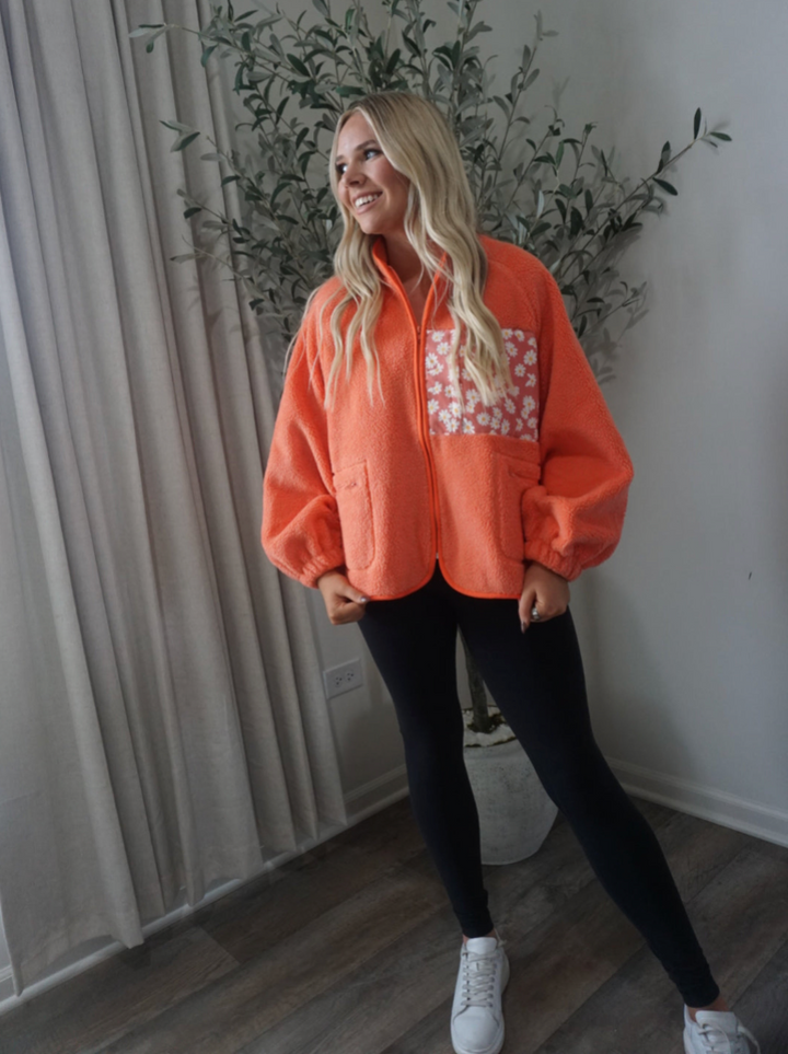 Logan Teddy Sherpa Jacket -Orange